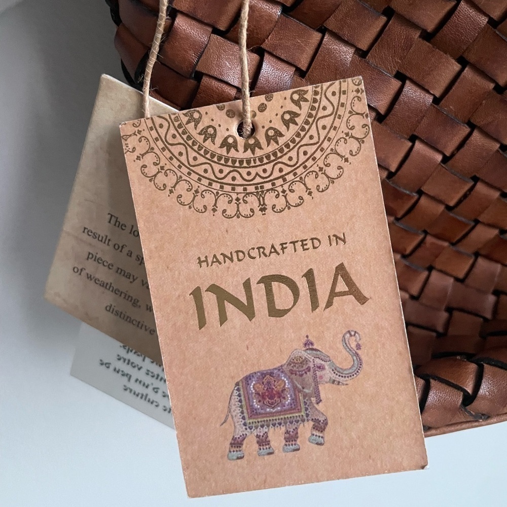 Woven Braided HANDMADE GENUINE LEATHER  BAG, VINTAGE LOOK BY ARTISANS IN INDIA - Picture 5 of 14